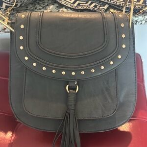 Black Studded Leather Crossbody Bag